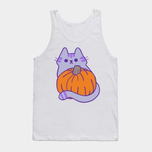 Purple Kitty with Pumpkin Tank Top